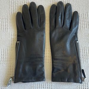 Frye zipper black leather gloves - large